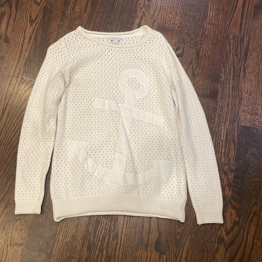 Women’s Nautica Open Knit Sweater With Anchor